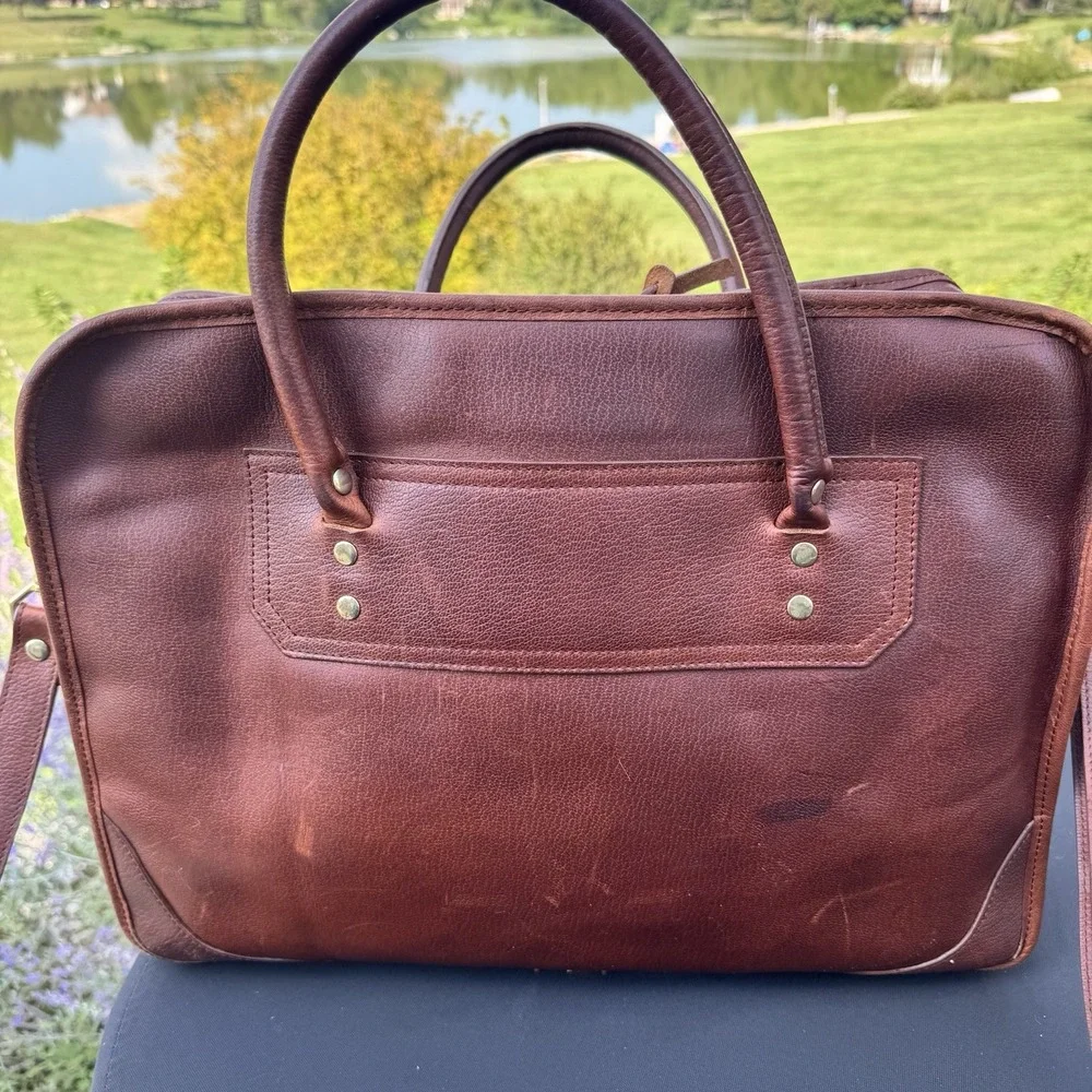 Vtg 2006 Orvis Leather Briefcase with Tag Brown Messenger Bag Computer Traveler